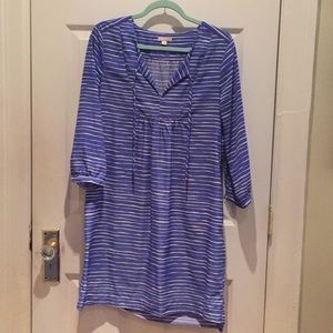 CLOSET CLEAR OUT $10 Periwinkle Striped Shirt-Style Dress w/ Pockets!
